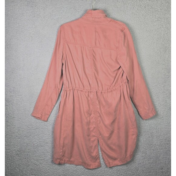 Max Jeans Jacket Women S Faded Burnt Sienna Tencel Open Front Cinched Waist Long - Picture 9 of 12